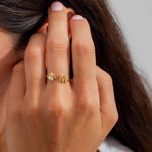 Anel com Inicial de Animal de Estimação Personalizado