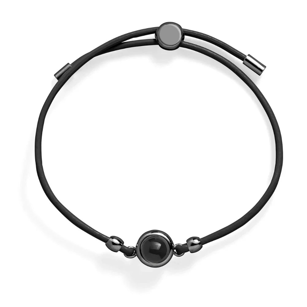 Pulseira em Pele com Foto Personalizada