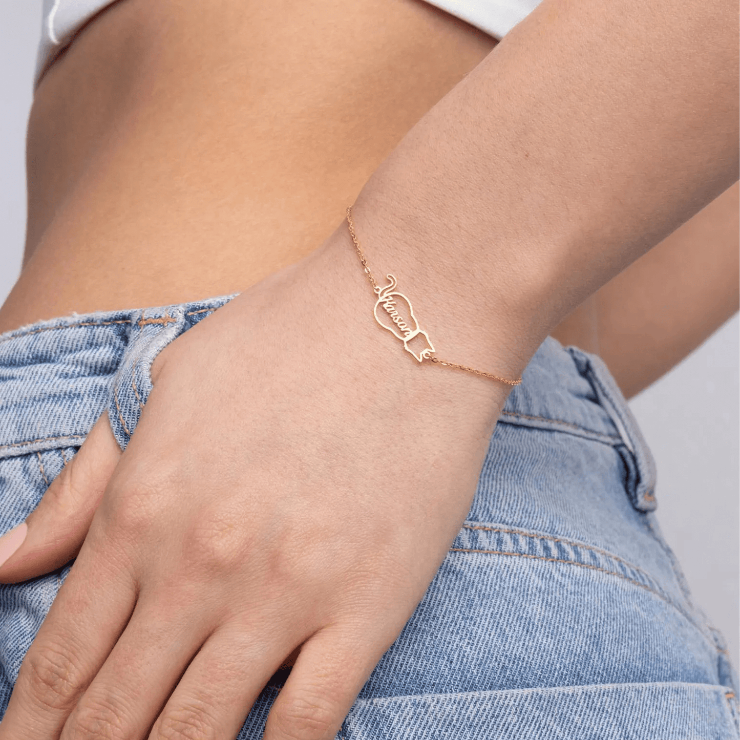 Pulseira com Nome de Gato Personalizada