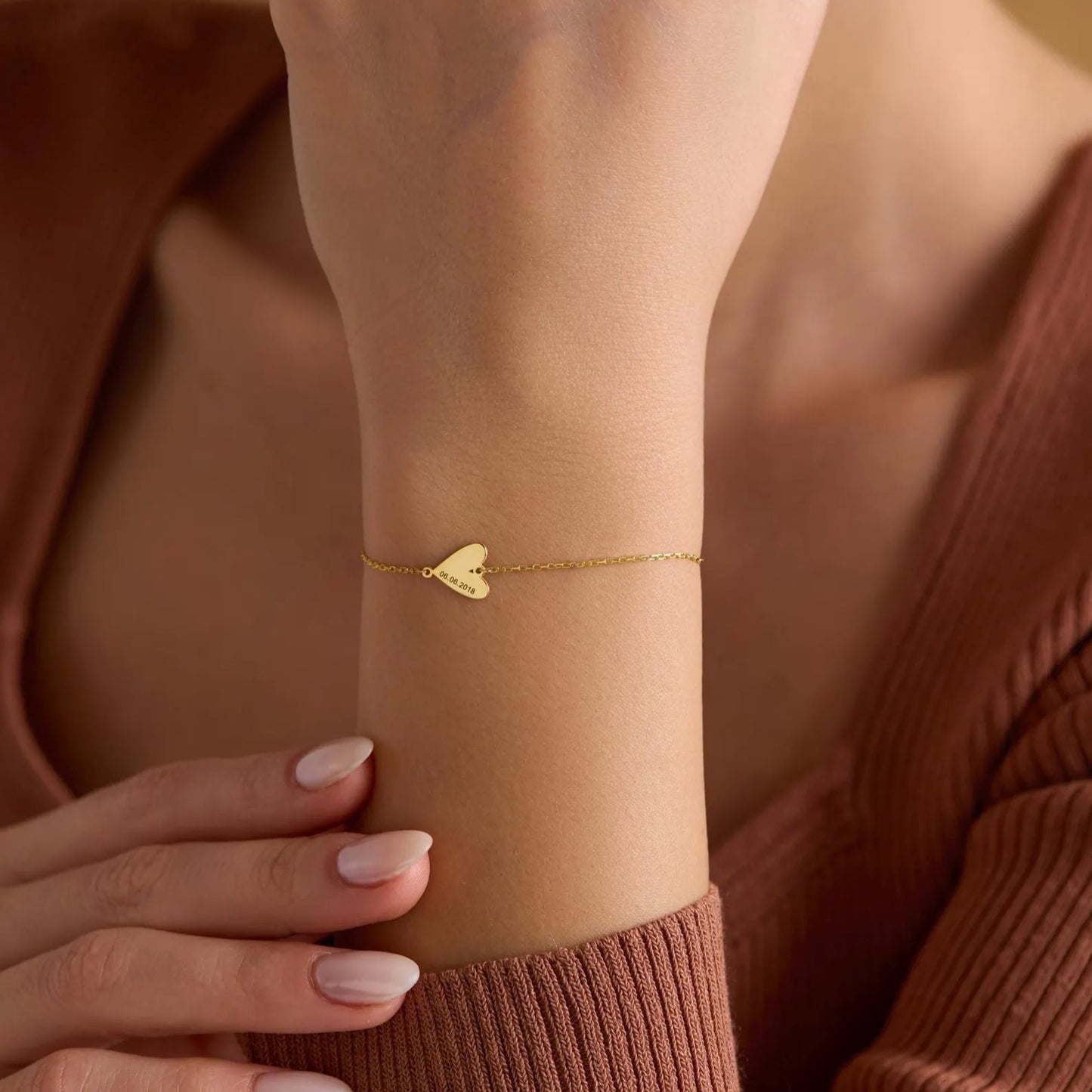 Pulseira em Coração Gravado Personalizada