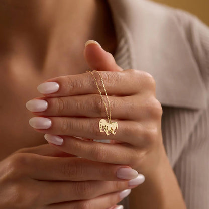 Colar em Pata e Coração com Nome Personalizado