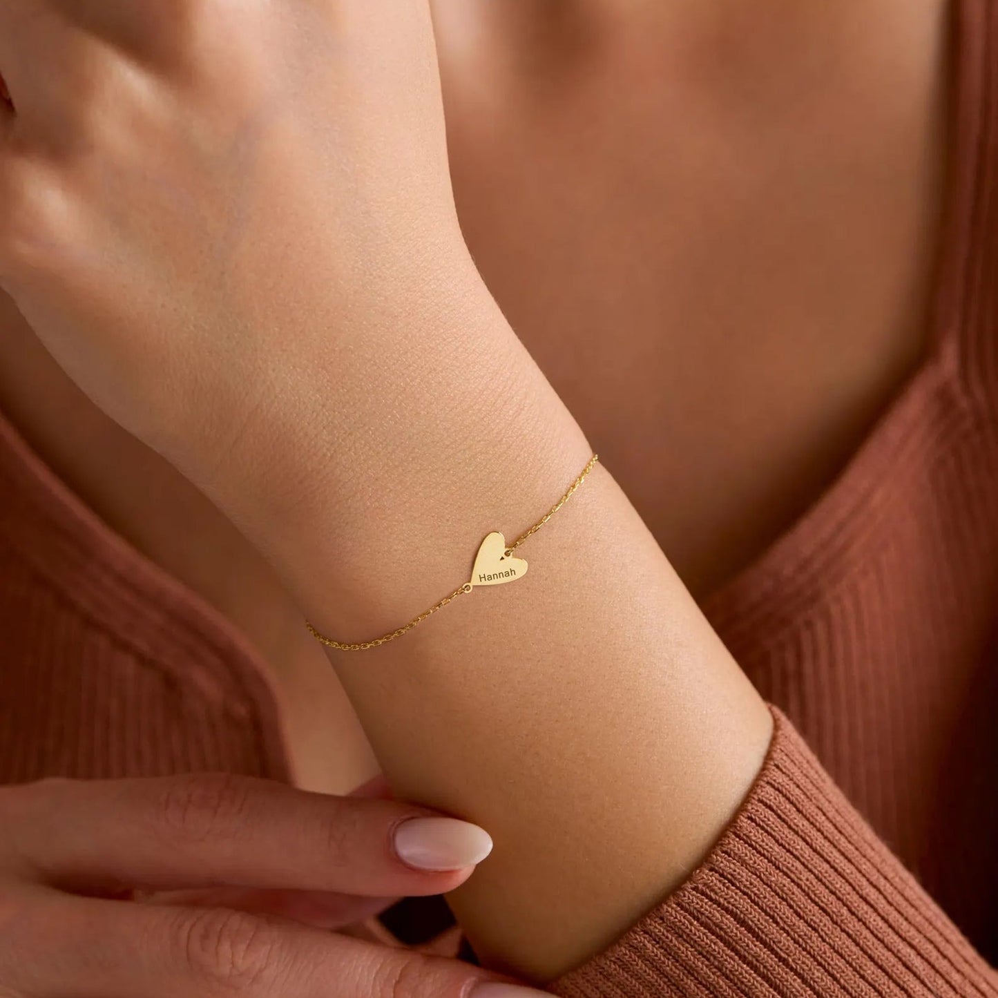 Pulseira em Coração Gravado Personalizada