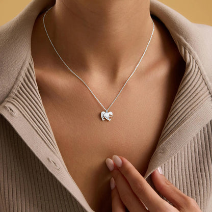 Colar em Pata e Coração com Nome Personalizado